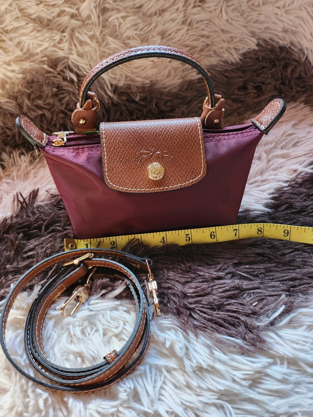 Longchamp Burgundy Mini Bag with Removable Strap NWT - Picture 3 of 5